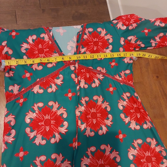 Moda Posa Silky Printed Puff Sleeve Tiered Maxi Dress - Picture 5 of 7